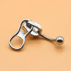 Starose Fashion Zipper Puller Stainless Steel Barbell Piercing Navel Belly Button Rings