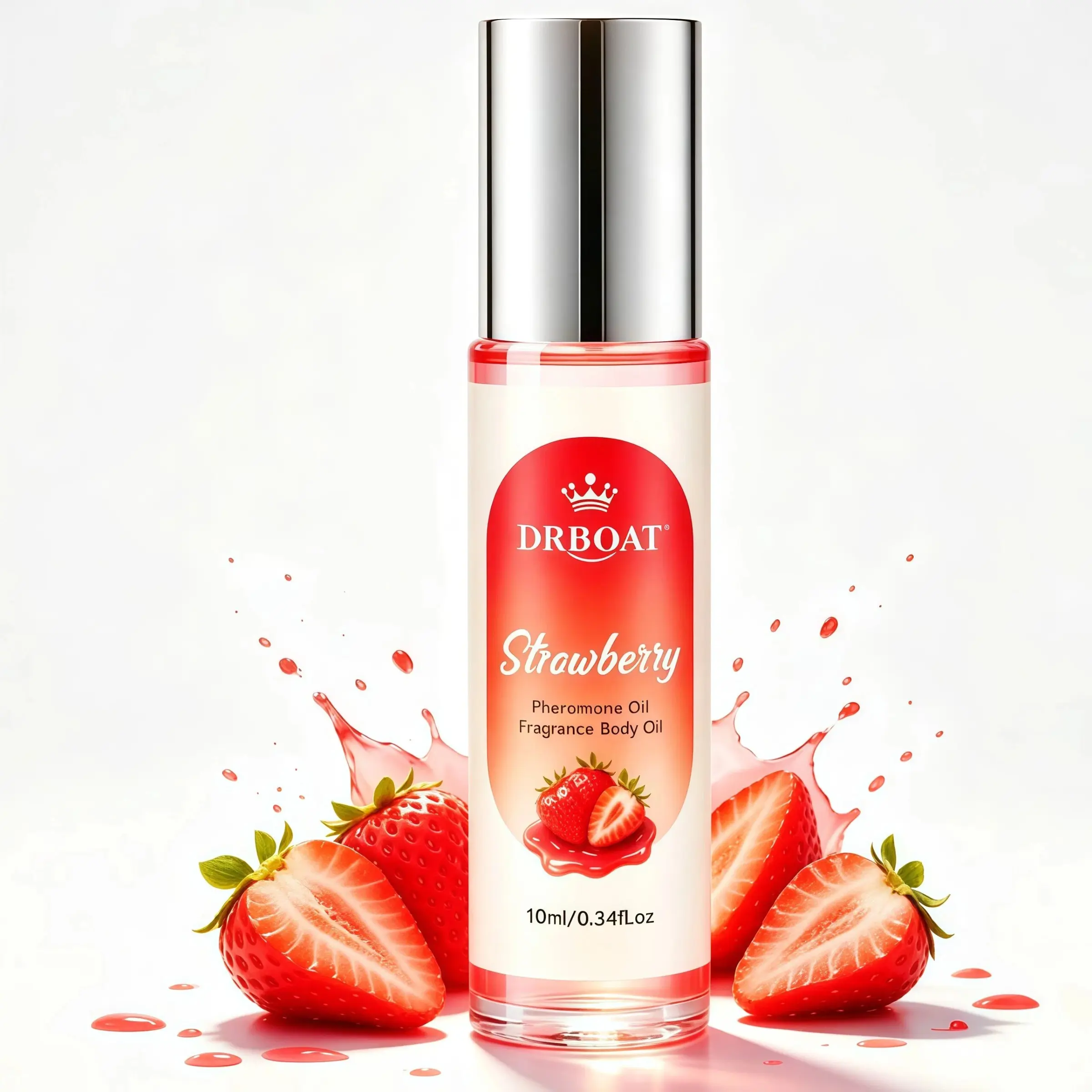 Strawberry Pheromone Oil - Rich 10ml Roll-On Perfume Oil, Fruity Aroma Eau De Toilette，Mesmerizing Fragrance Body Oil, For Daily Use, Convenient for Travel.
