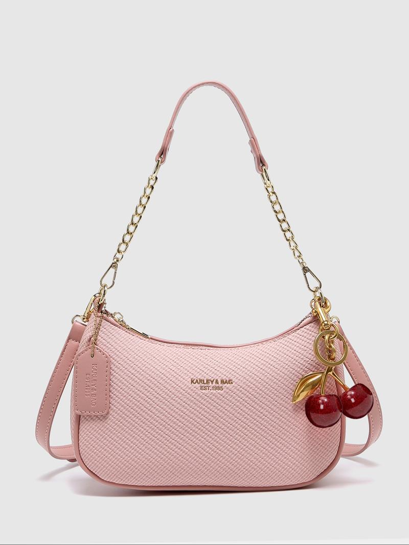 Women's Solid Color PU Leather Shoulder Bag, Adjustable Strap Office Crossbody Bag, Fashionable Durable Design for Daily Use