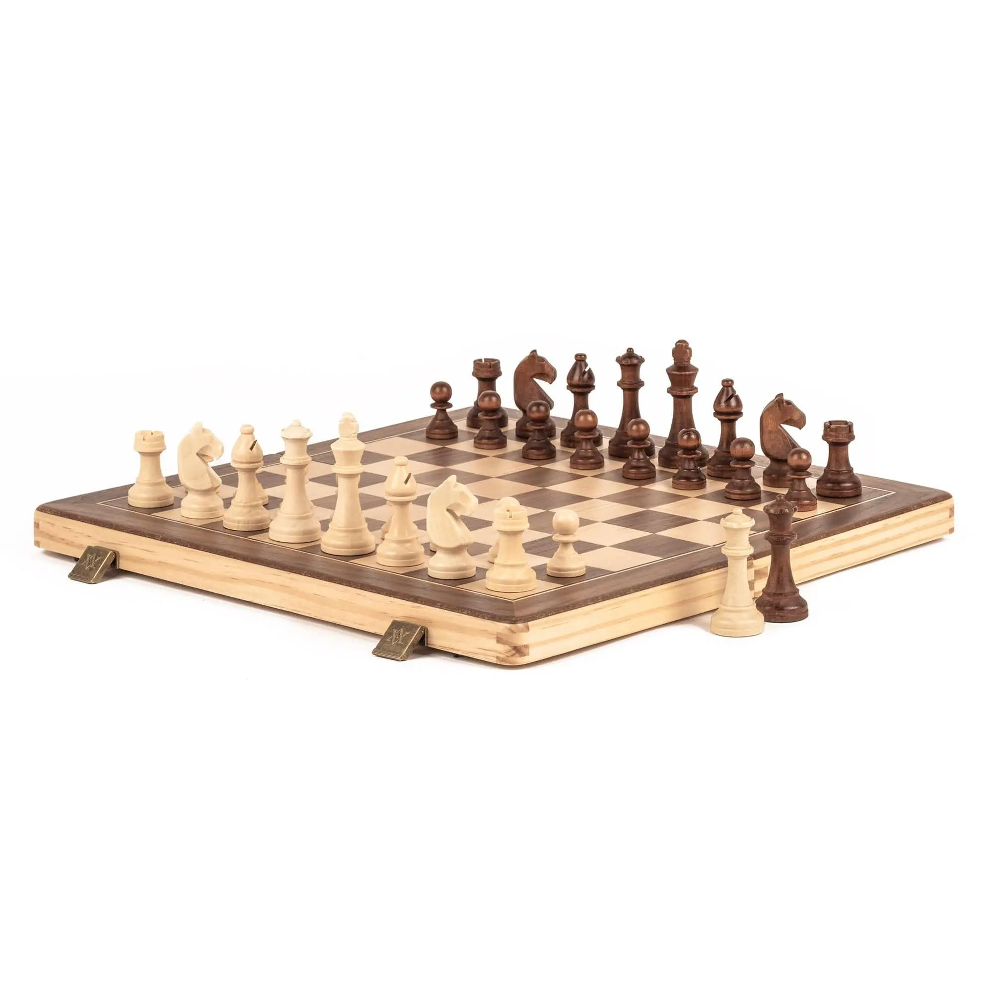 A&A 15'' Natural Wood Folding  Chess Set