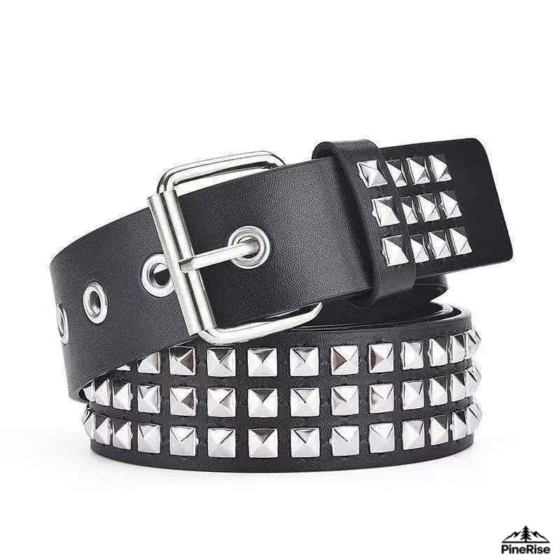 Punk Square Pyramid Studded Waist Belt, Metal Spike Denim Strap, Unisex Fashion Outfit Accessory For Indoor Leisure Daily Home Outfit Styling