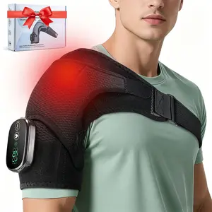 Electric Heating Shoulder Massager, Body Care Machine with LED Display, Cordless Shoulder Thermal Support Belt, Ergonomic Design, 3 Levels Heating & Vibration, Body Relaxation, Suitable for All Ages