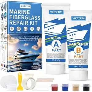 Fiberglass Repair Kit (Color Match), 3.5oz/100g Gel Coat Repair Kit for Boats, Fix Holes, Chips, Deep Cracks, Ceramic, Porcelain Fiberglass Filler