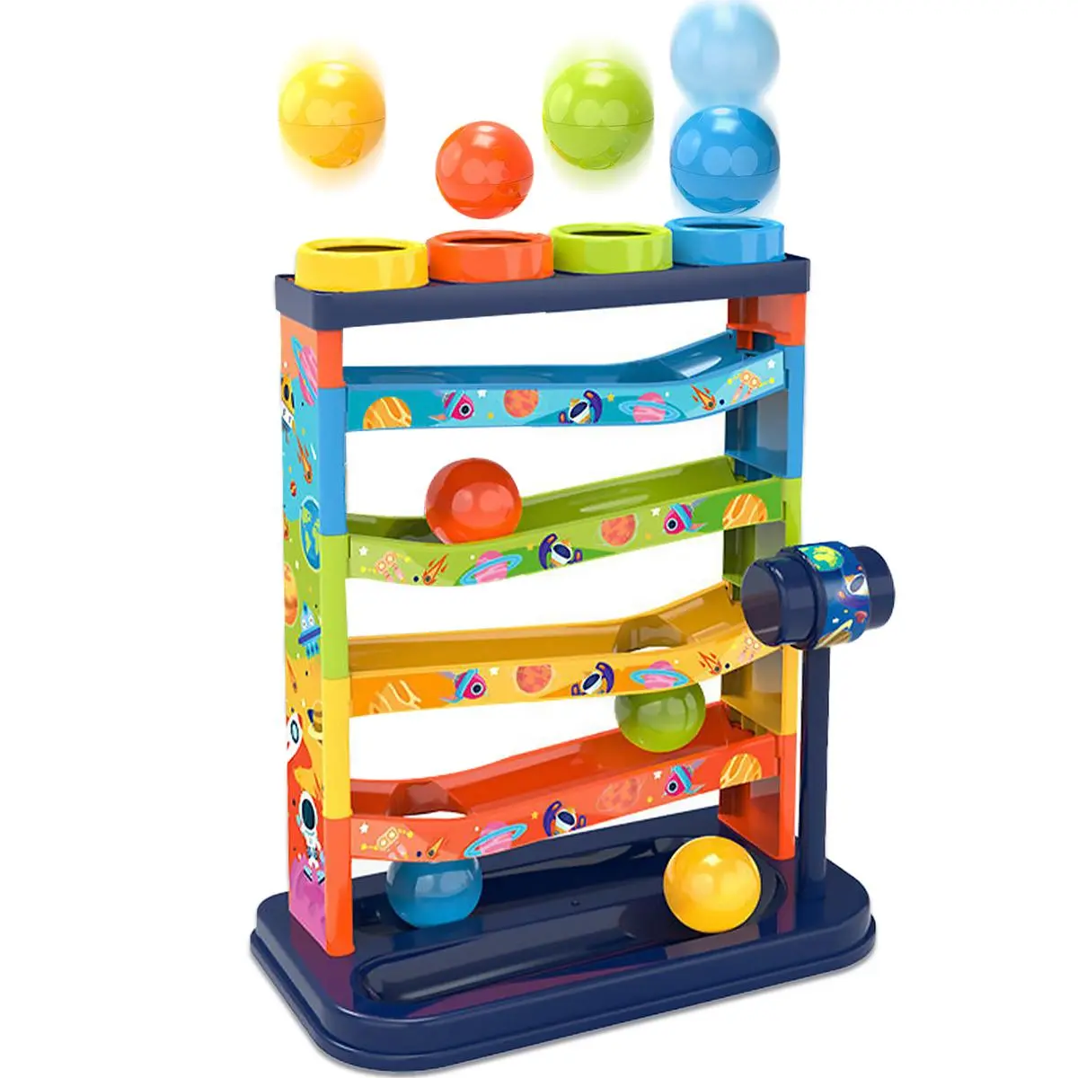 Colorful Rolling Ball Track Toy Set, 1 Set Fun Hammering Game with Random Color Balls, Educational Multi-Activity Playset for Kids