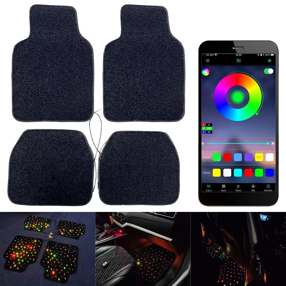 Luxury Starlight LED Car Floor Mats, 4pcs Starry Star Light Floor Mats Fiber Optic Lights APP/Remote Control Music Mode Sound Activated Interior Lights for Cars, SUVs, Trucks Luxury Starlight LED Car Floor Mats, 4pcs Starry Star Light Floor Mats Fiber Optic Lights APP/Remote Control Music Mode Sound Activated Interior Lights for Cars, SUVs, Trucks