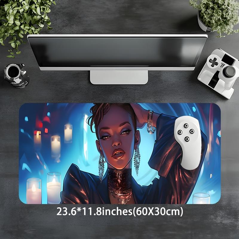 Girl Pattern Mouse Pad, Large Mouse Pad, Rectangle Gaming Mouse Pad, Office Desk Keyboard Mouse Mat for Home Office Game Room Desk