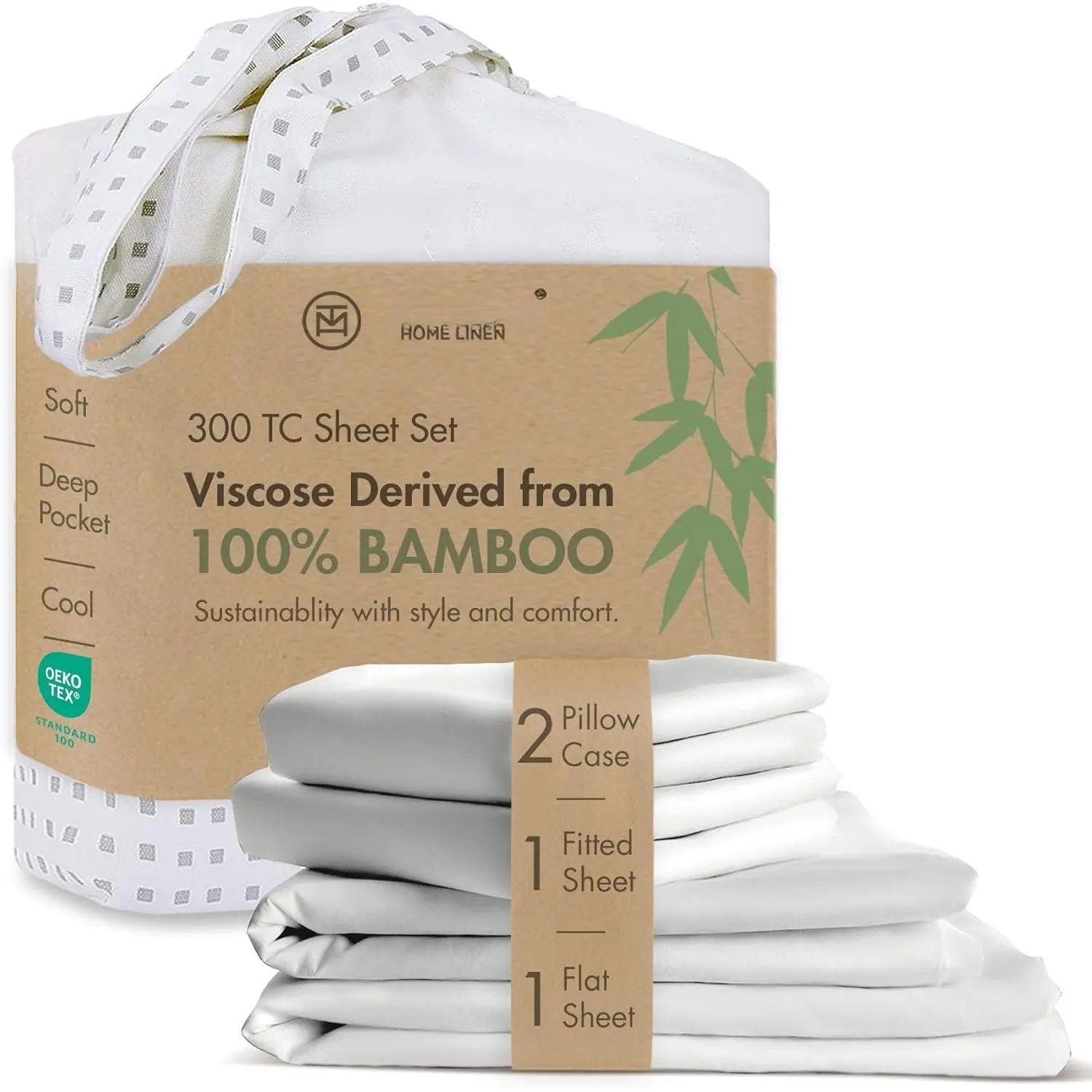 Rayon   Sheet Set - Viscose  Sheets for  Size Bed, 4 count Hotel White - Silky Soft, Cool, Lightweight, Breathable - Deep Pocket -  Wicking & Cooling
