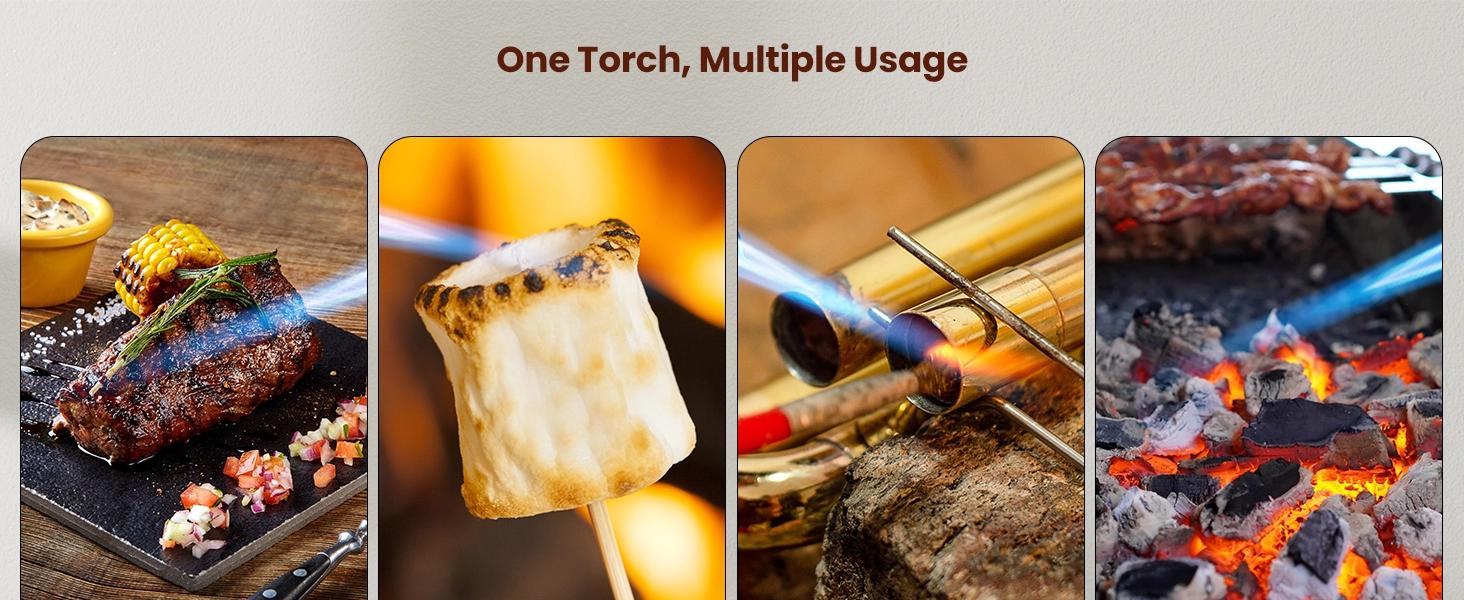 THE WELL KEPT Creme Brulee Torch, Refillable Butane Torch Lighter, Kitchen Torch Food Torch with Safety Lock & Adjustable Flame for Baking, Crafts, BBQ (Gas Not Included) Bakeware Red