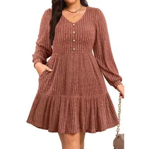 Pinup Fashion Plus Size Fall Dress Women Green Christmas Holiday Casual Long Sleeve Sweater Winter V Neck Dresses with Pockets Dresses 2026