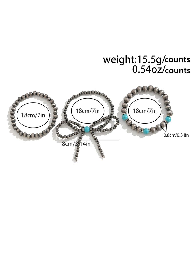 Vintage Simple Style Beaded Bracelet Set, Fashion Turquoise Decorated Jewelry for Party, Daily Clothing Decor, Trendy All-match & Exquisite Jewelry for Birthday Gift