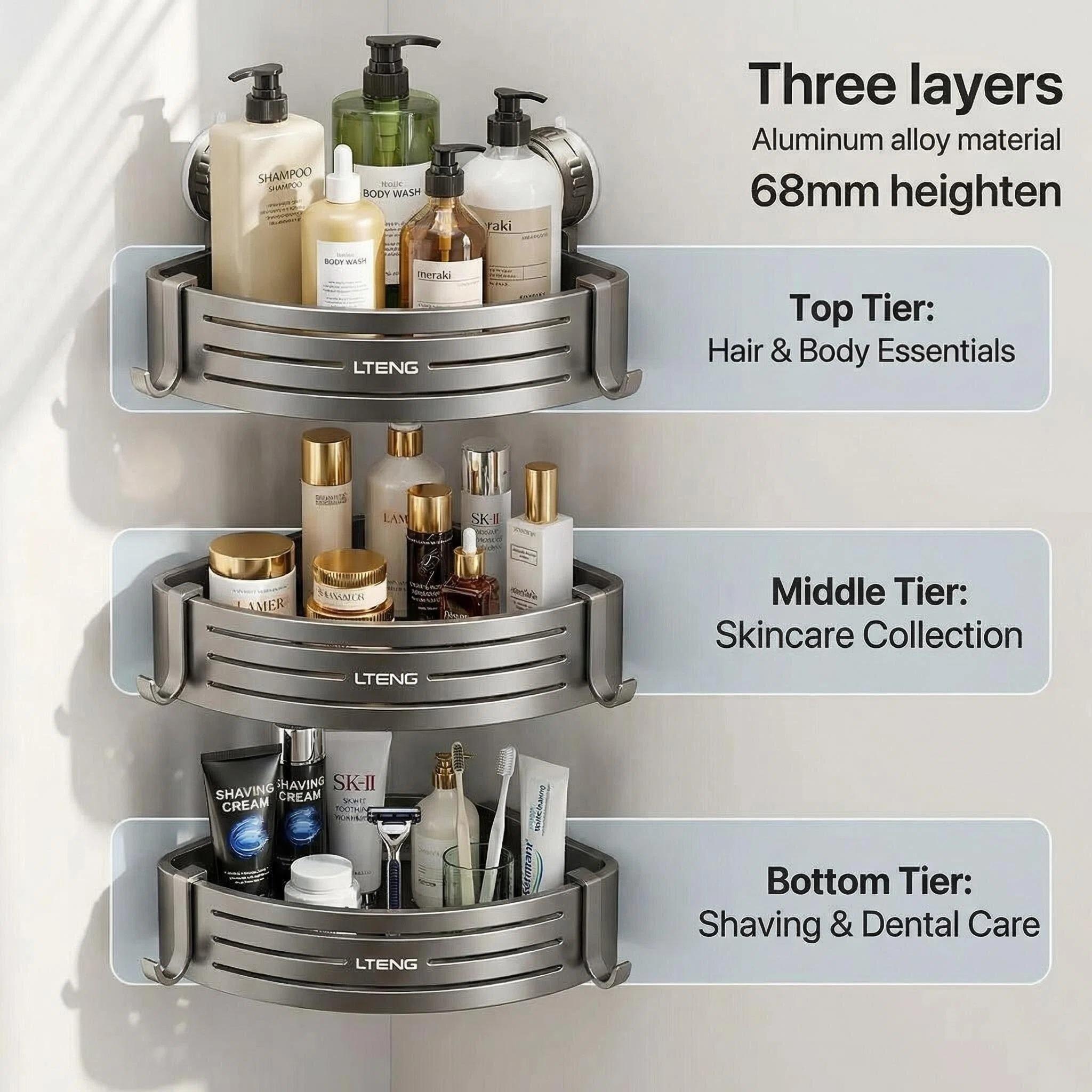 Super Powerful Suction Cup Bathroom Triangle Rack | Aluminum Alloy | 50lbs Load | Drill-Free Organizer with Towel Hooks Super Powerful Suction Cup Bathroom Triangle Rack | Aluminum Alloy | 50lbs Load | Drill-Free Organizer with Towel Hooks