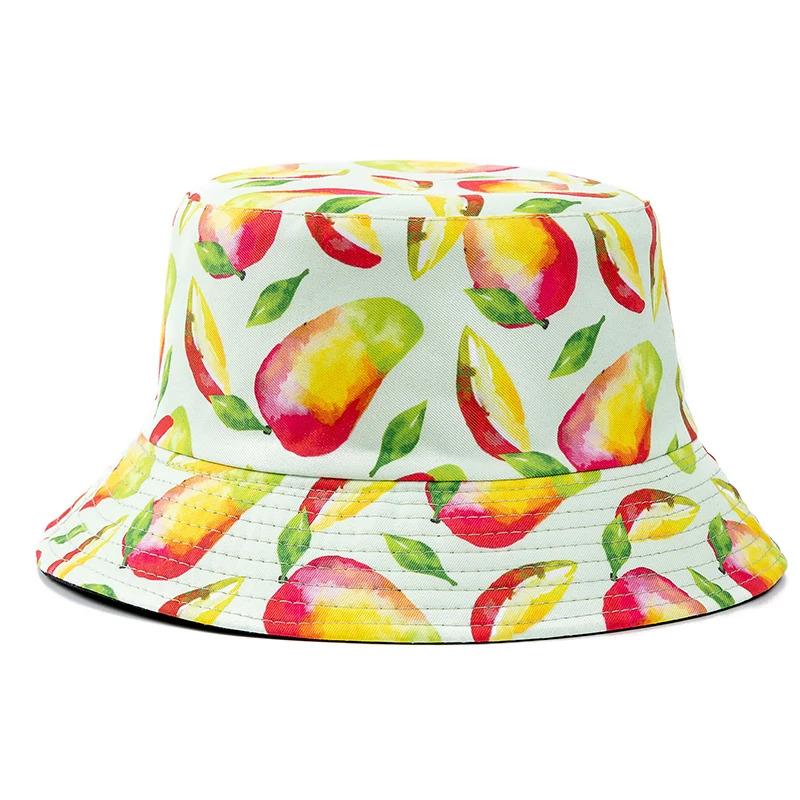 Unisex Bucket Cap Fruit Printing Hats Summer Double-sided Wear Man Women Cap Outdoor Sun Hat Classic Casual Panama Bucket Hat