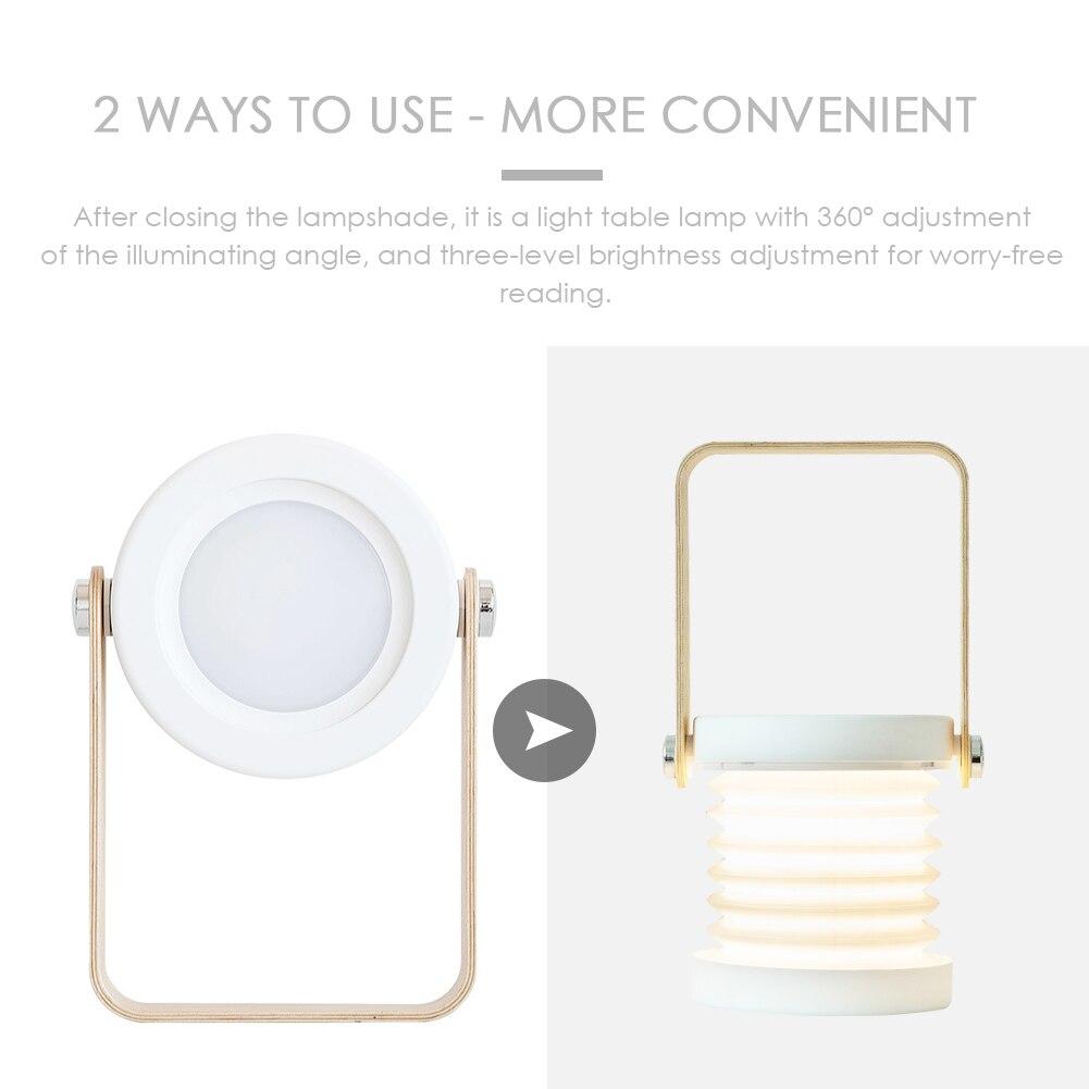 Foldable Touch Dimmable Reading LED Night Light Portable Lantern Lamp USB Rechargeable For Home Decor