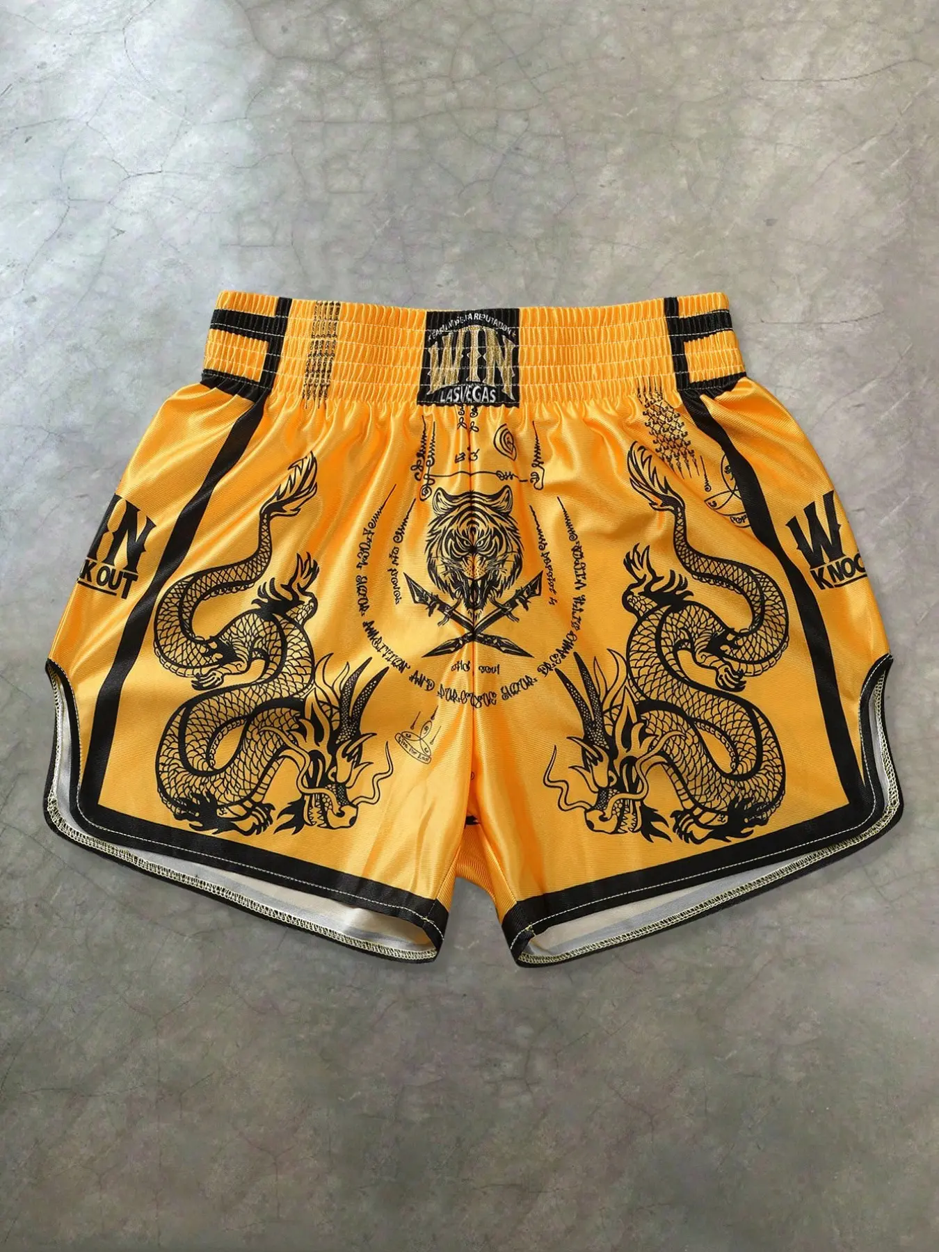 Muay Thai Style Dragon Tiger Totem Shorts, High Elastic Breathable Sports Fight Pants, Casual Fitted Shorts for Men, Athletic Casual Shorts