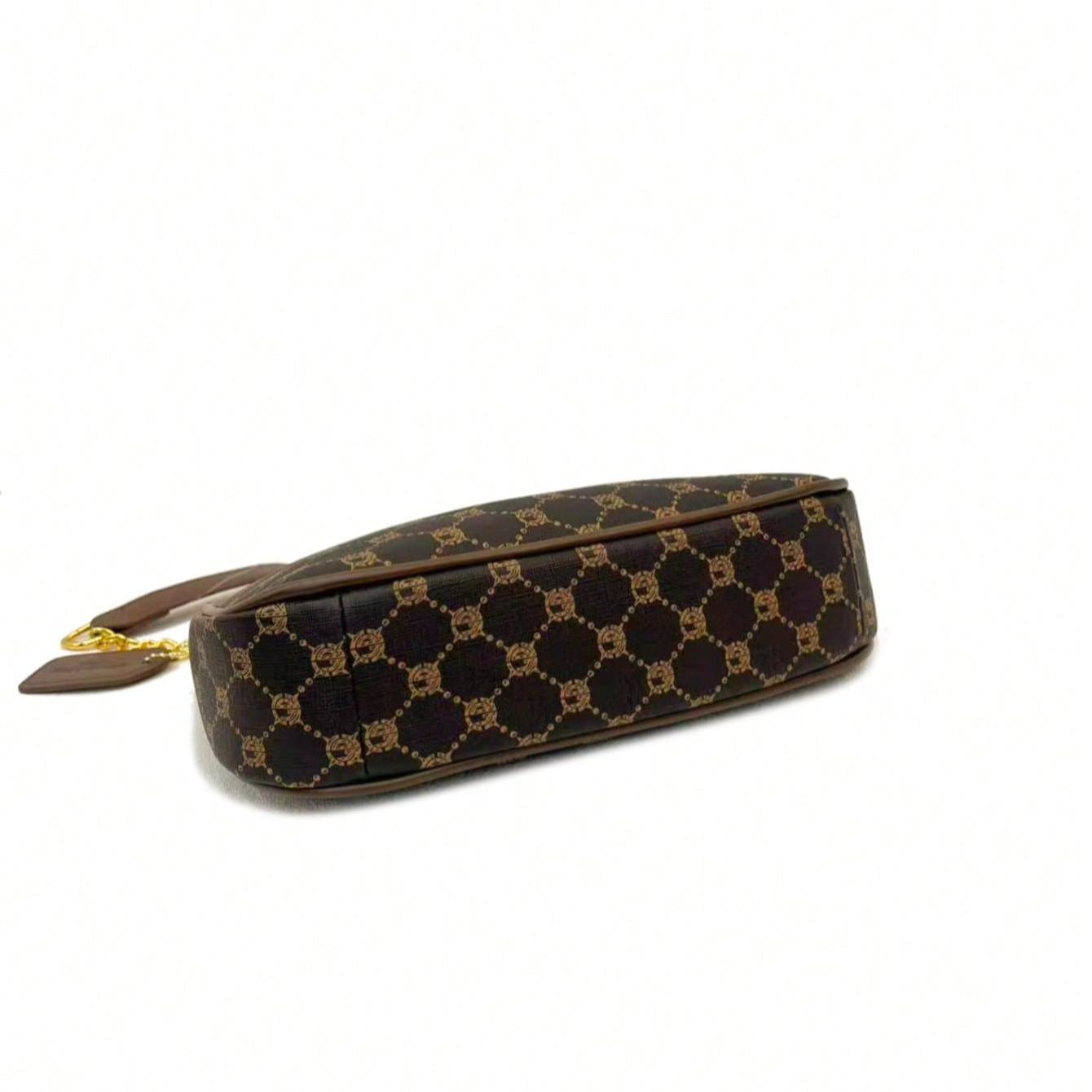 New Fashion Classic Shoulder Bag Versatile PU Waterproof Fabric Letter Pattern Decorative Design Handbag, Solid Color One-Shoulder Crescent Bag Women's Wallet Bag With Cherry Pendant Decoration, Elegant Commuter Bag, Suitable For Shopping, Party