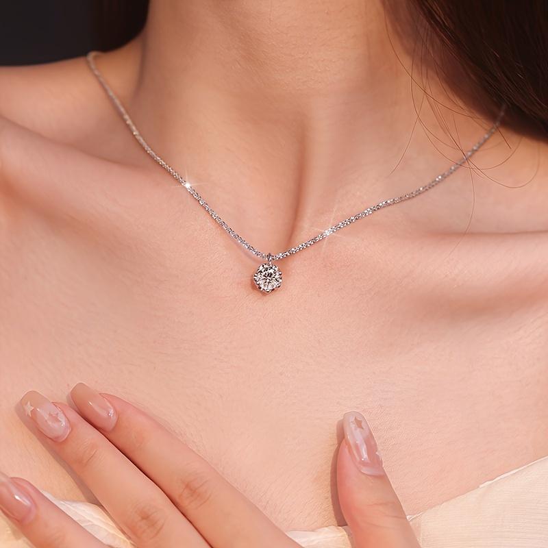 Moissanite Pendant Necklace for Women - S925 Sterling Silver, Luxury Round Cut, Jewelry Gift for Men, Women, and Girls