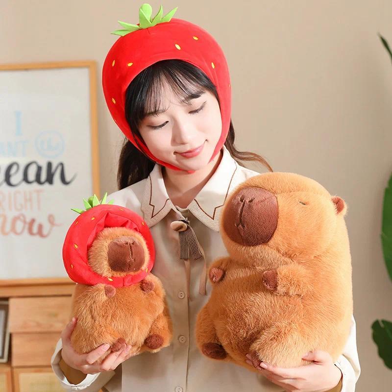 Capybara Plush Toy Simulation Capibara Unicorn Dinosaur Dress Boba Bread Fruit Food Decor Birds Bubble