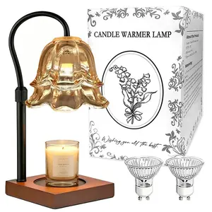 Gold Floral Candle Warmer Lamp with Timer and Height Adjustable Energy Efficient, Safe Wax Melting Solution That Saves Power and Provides