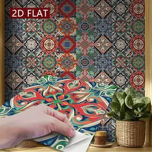 2D/FLAT-10pcs PVC Floor Tile Stickers Self - Adhesive Waterproof Decorative Stickers Removable Easy - Peel - and - Stick for Kitchen Bathroom Living Room Wall Floor Art Deco Self - Adhesive Decals for Home Decoration
