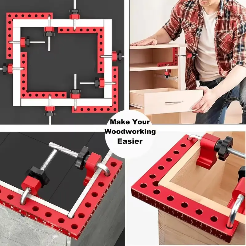 Precision Metal Woodworking Clamp Set, Anti-Slip Right Angle Fixer, Adjustable DIY Furniture Repair Clamps, Heavy Duty Durable Multi-Size Quick Positioning Tools, Essential for Woodworking Enthusiasts