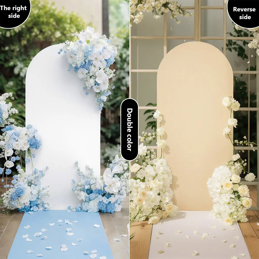 Stretch Spandex Arch Backdrop Cover - Dual-Sided, Fitted with Zipper - Professional Studio Equipment for Photography, Weddings, Banquets, Ceremonies, Birthday Parties (Only Cover)