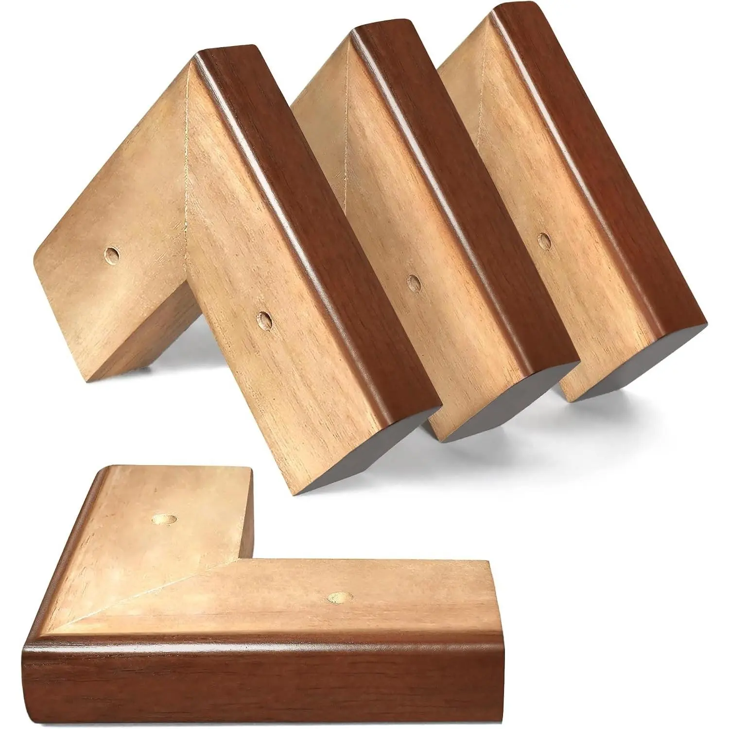 Set of 4 1 Inch Brown Wooden Bed Risers, Furniture Risers for L Shaped Couch Sofa Feet and Dresser Legs