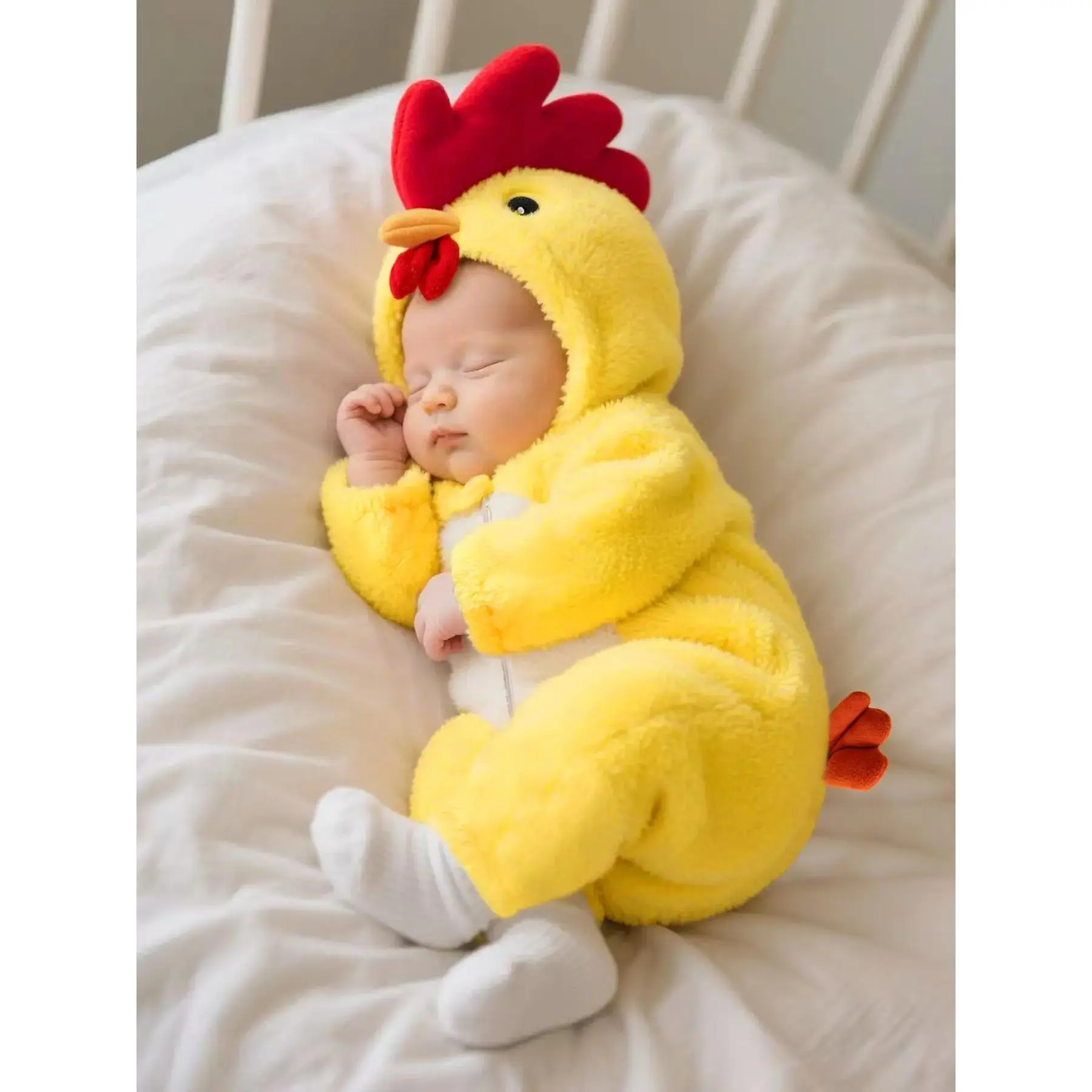 Baby Chicken Warm Onesie Fuzzy Soft Newborn Crawling Suit Spring Autumn Winter Baby Clothing Cute Newborn Onesies for Cold Weather