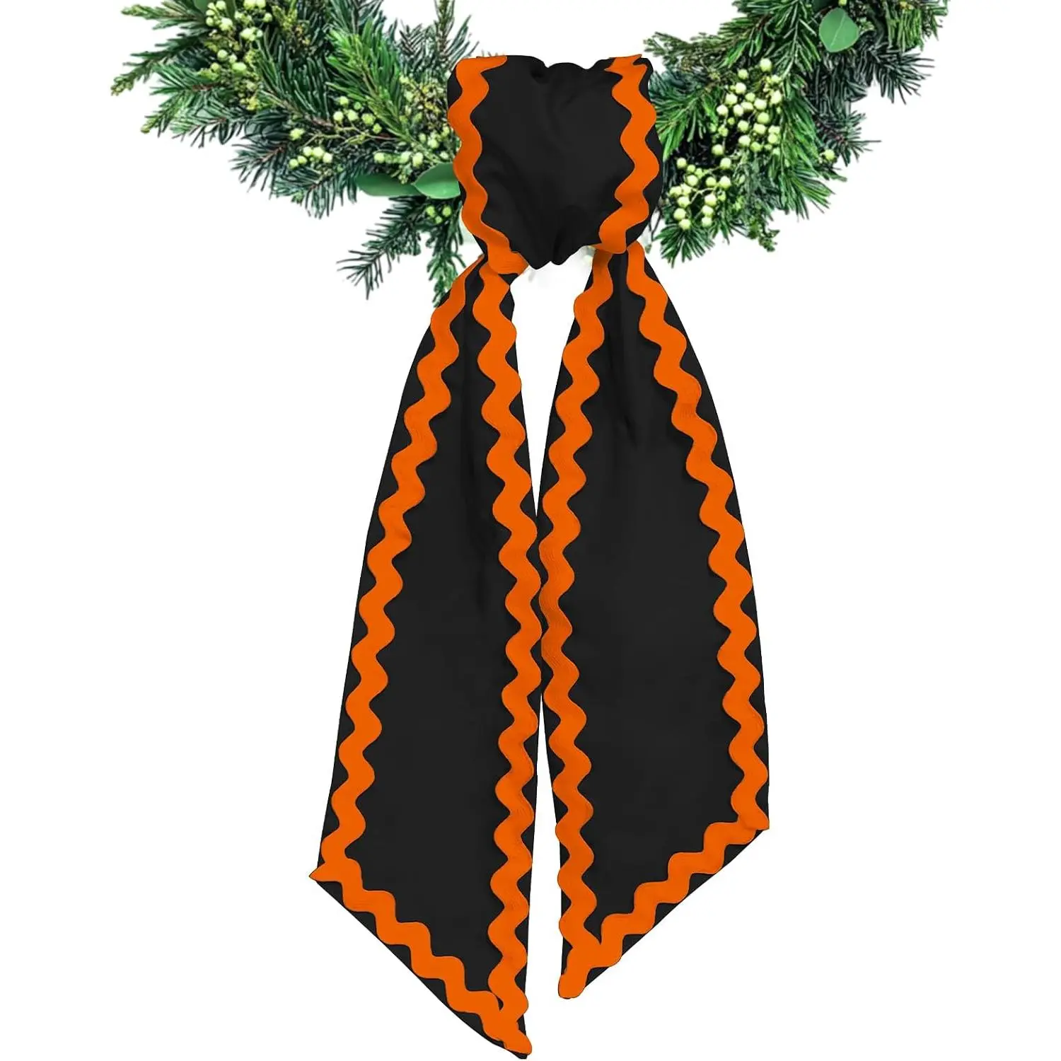 Wreath Sash for Front Door Black Orange  Wreath Satin Sash Garland Ribbon Accessories for Wreaths Yard Doorway Indoor Outdoor Bow Bridal Shower  Decor,5.11 x 54.33