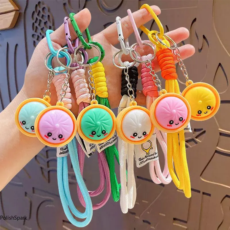 6-Pack Kawaii Squishy Dumplings Keychain Set, Silicone Fashion Accessories with 3.5 cm Pendant, Bag Charms for Kids, Kawaii Accessories, Back To School Haul, 3.5Cm, Bouncy Texture, Cartoon Dumpling, Commute Use, 3 To 3.9 In, Matching Keychains, Cute Colle
