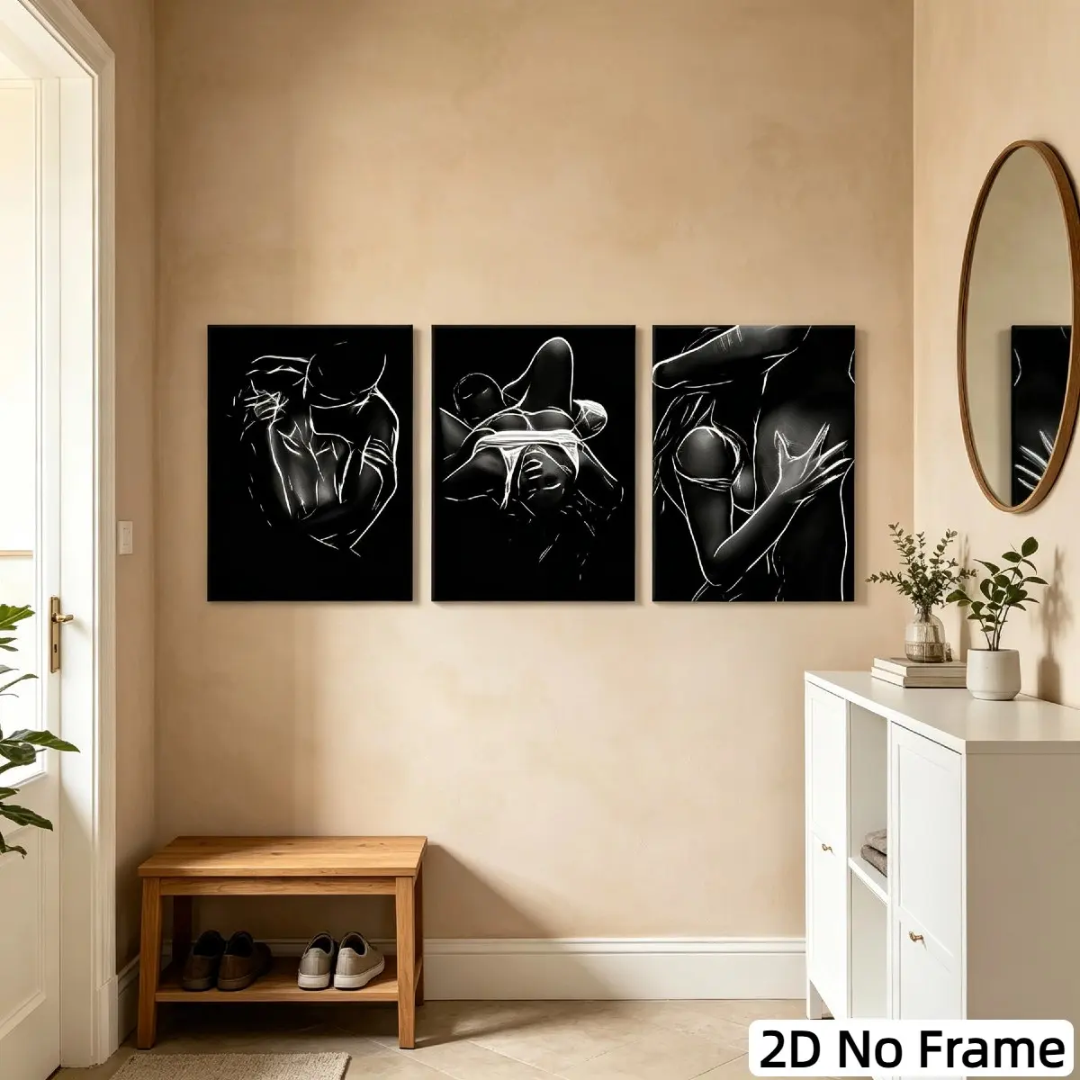 3pcs Abstract Human Art Posters, Romantic Decor, High-Definition Waterproof Canvas Prints, Modern Home Decoration, Living Room and Hallway Wall Art, Wall Decor Pictures, Artwork, Decorative Artwork, Art Work For Wall Decor