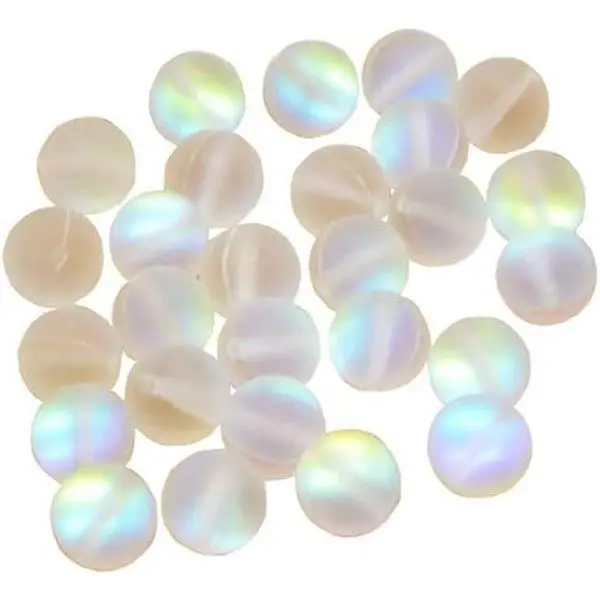 Matte  Glass   Moonstone Beads for  Making - 8 mm, 100 count
