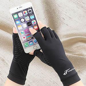 2 Pairs Copper Arthritis Gloves, Fingerless Compression Gloves for Men and Women, Pain Relief and Healing for Arthritis Hand, Carpal Tunnel, Typing and Daily Work (Black, Medium)