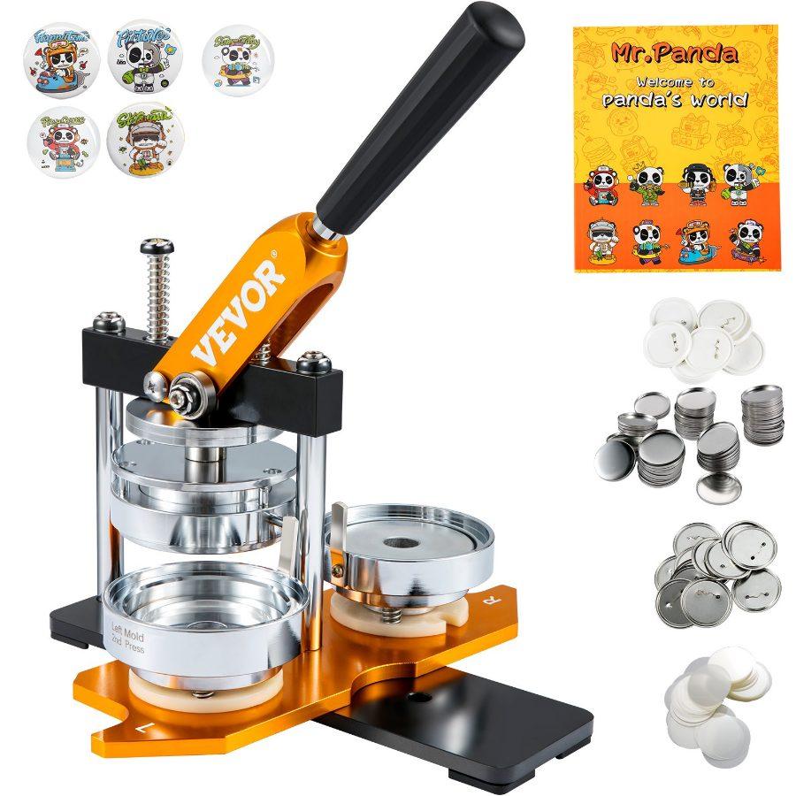 VEVOR Button Maker Machine, 75 mm (3 inch) Badge Punch Press Kit, Children Gifts Maker, Button Making Supplies with 100pcs Button Parts Circle Cutter Magic Book