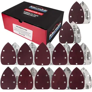 5-Hole   Detail Sander Sandpaper Sheets, 160 Disc Variety Pack, Grits 40, 60, 80, 100, 120, 150, 180, 220, 320, 400, 600, 800 - Hook & Loop - Woodworking Furniture