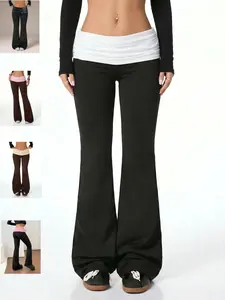 High Elasticity Sports Pants, Waistband Patchwork Slim Fit, Comfortable and Stylish Workout Bottoms, Perfect for Active Lifestyles