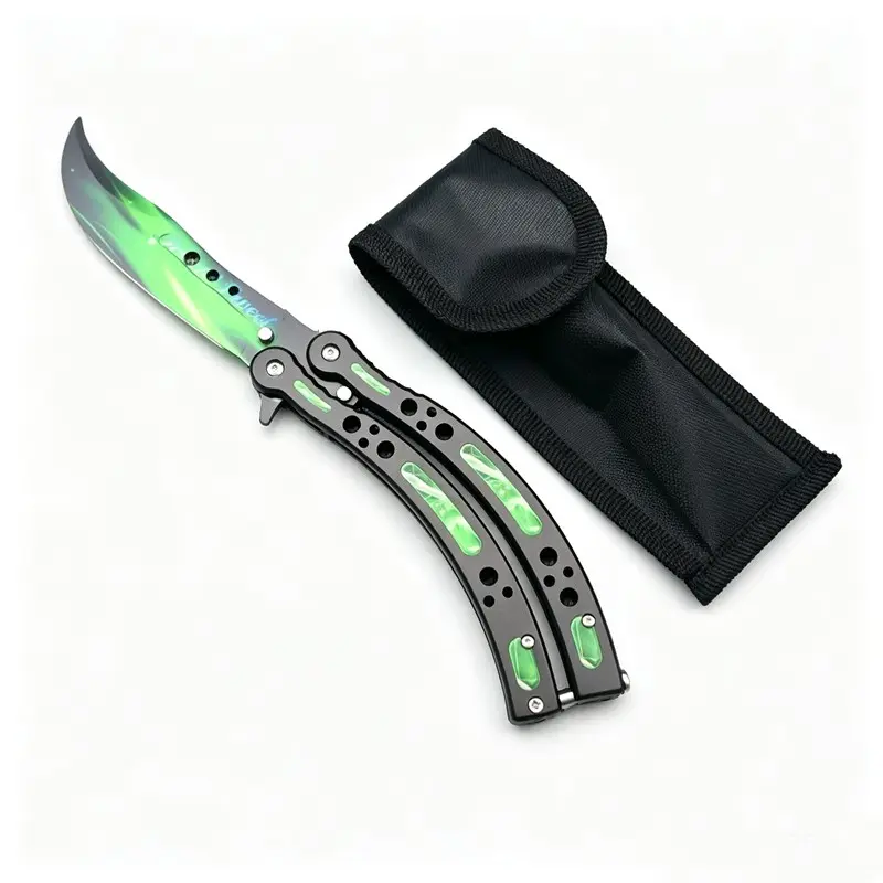 Unopened Csgo Game Replica Outdoor Portable Folding Hand Training Knife, Lightweight Beginner Safe Practice Toy, Bamboo Joint Smooth Hand Exercise Tool
