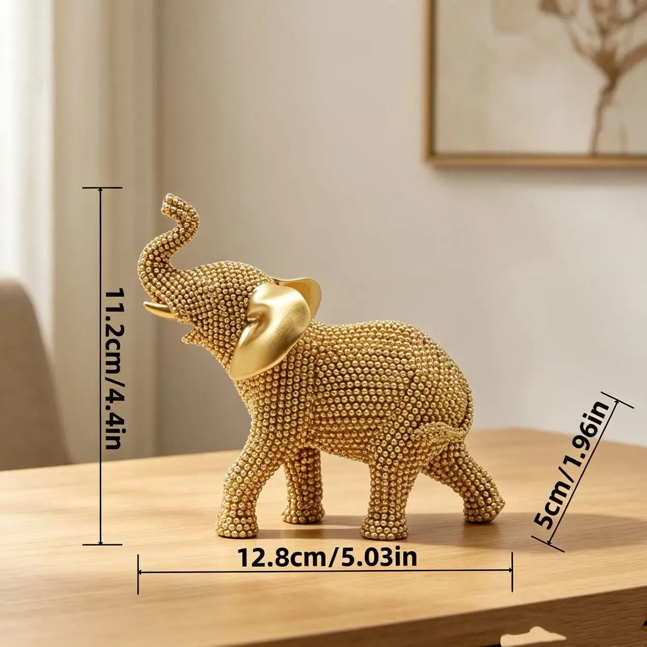 Modern Minimalist Elegant Elephant Statue Ornament, Resin Craft Sculpture with Sparkling Beads, Home Office Decor, Living Room Ornaments, Perfect Gift