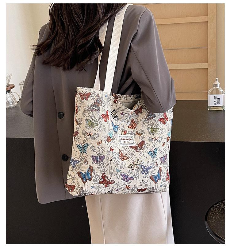 New canvas bag for high school students, commuter tote bag for women, trendy ins-style shoulder bag for going out, mommy bag