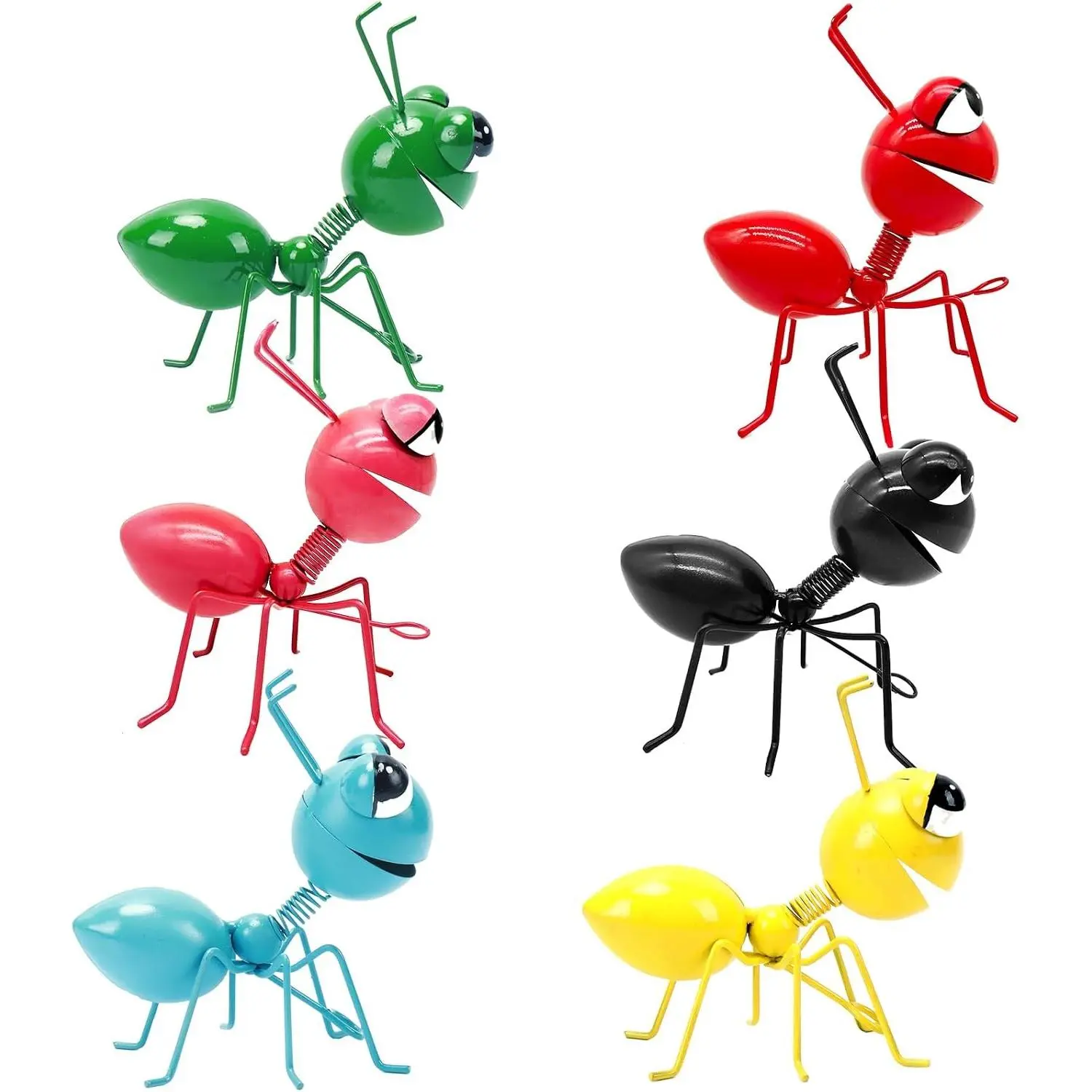 Metal Ants Wall Decor, Set of 6 Cute Garden Hand Painted Decorations for Outdoor Fence Patio Yard, Rustic Farmhouse Hanging Sculptures