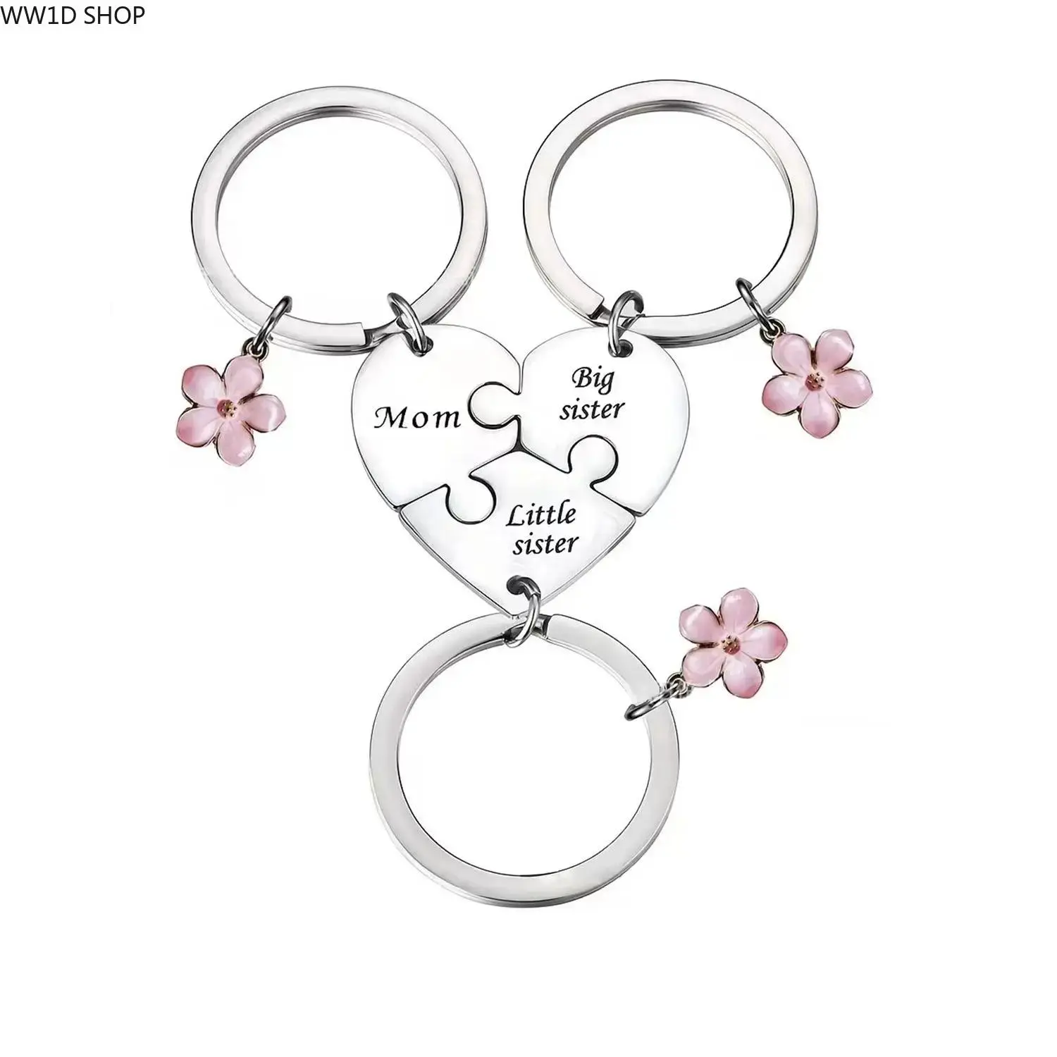 Women's Stainless Steel Casual Heart Motif Keychains Set (3pcs) - Custom Engraving Mom-Themed Pendants with Personalized Message for Keys, Bags, Matching Heart Pendant, Personalized Message Accessory, Family, Multipack