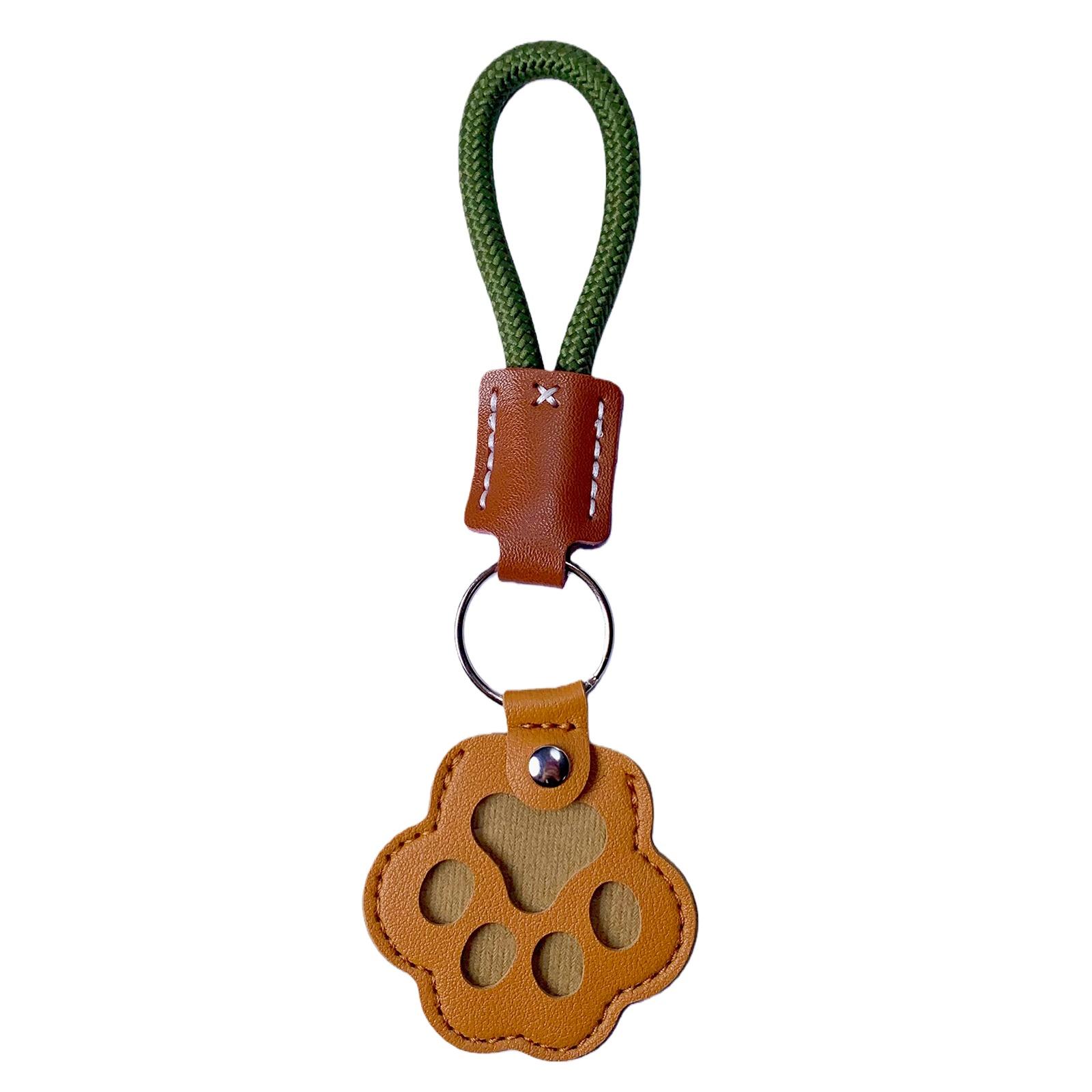 Pet Fur Memory Charm Leather Keychain Keepsake for Dog Cat Hair Paw-Shaped Design Memorial Sympathy Gift for Grieving Owners