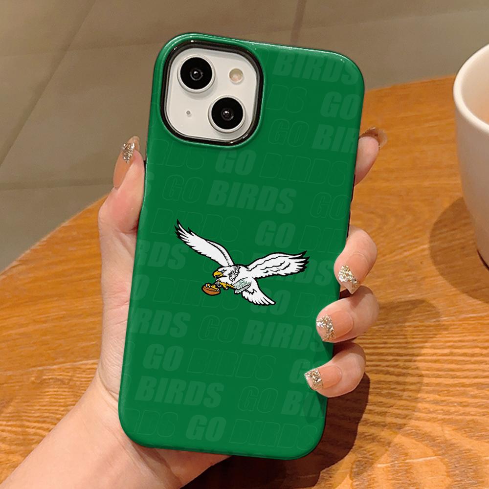Go Eagles Football Phone Case , Shockproof Rugged Cover Dual Layer Soft TPU Hard Bumper Hard Shell for iPhone 11 12 13 14 15 16 17 Pro Max Plus Air X XR 7 8 XSMAX