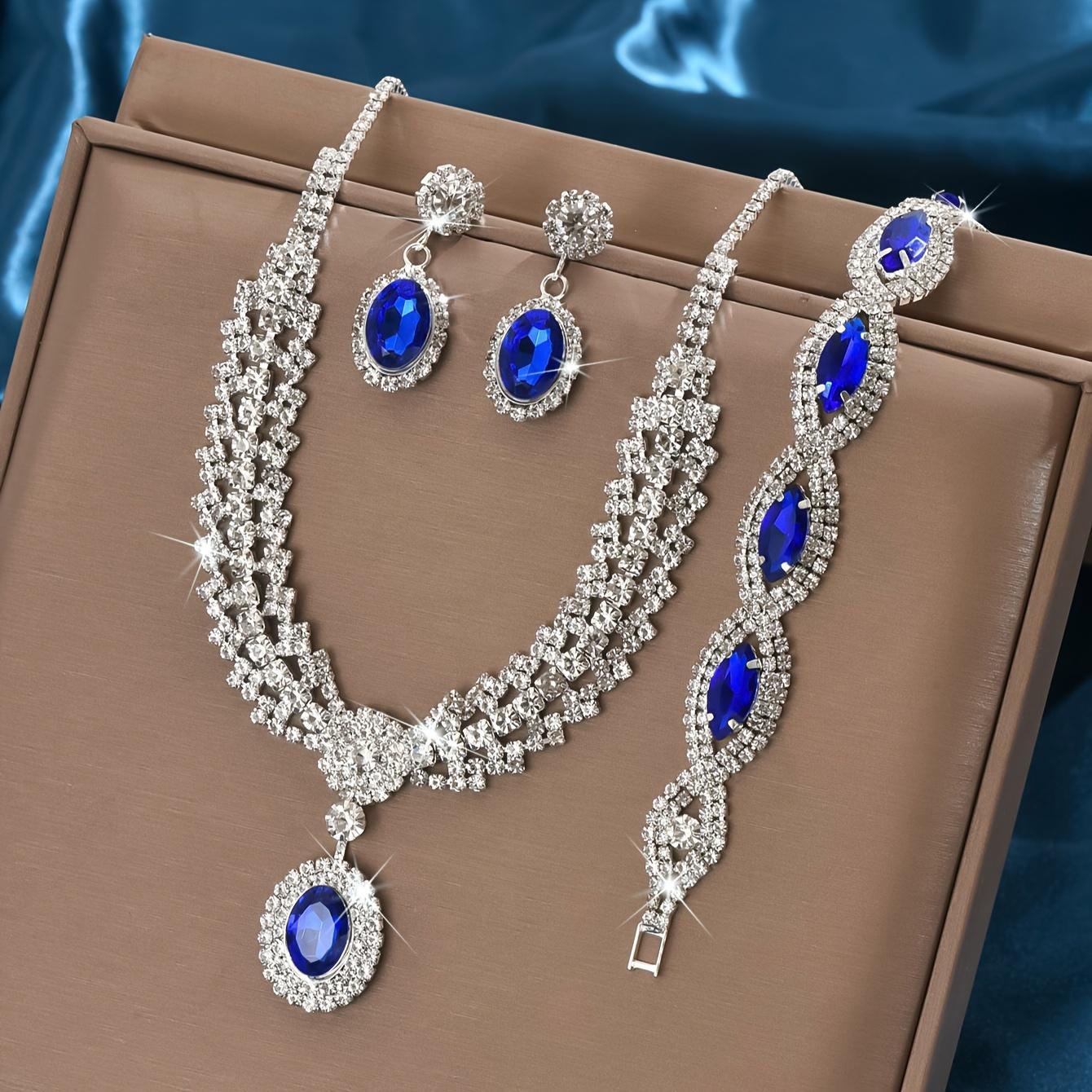 Elegant Bridal Jewelry Set Necklace and Earrings, Sparkling Suitable for Weddings and Parties
