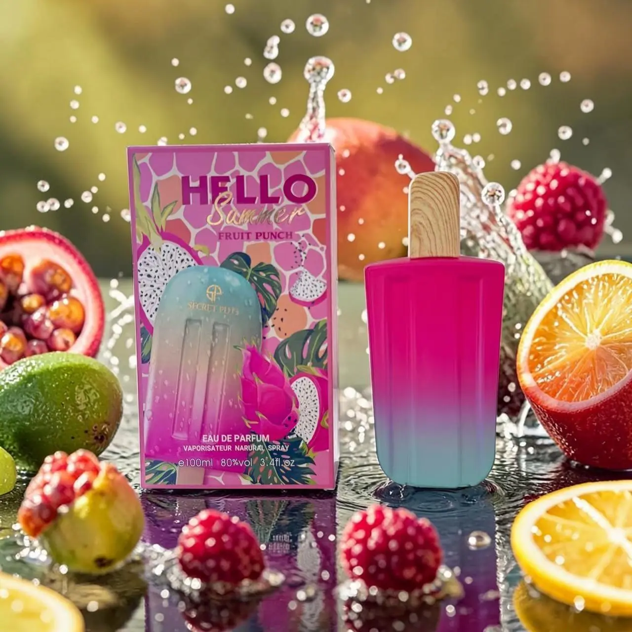Women's Hello Summer Fruit Punch Eau de Parfum - 100ml Fruit-Scented Bubbly Pre-Packaged Perfume with Citrus, Wild Berry, Passionfruit Notes, Ideal Gifts for Women, Perfumes For Women