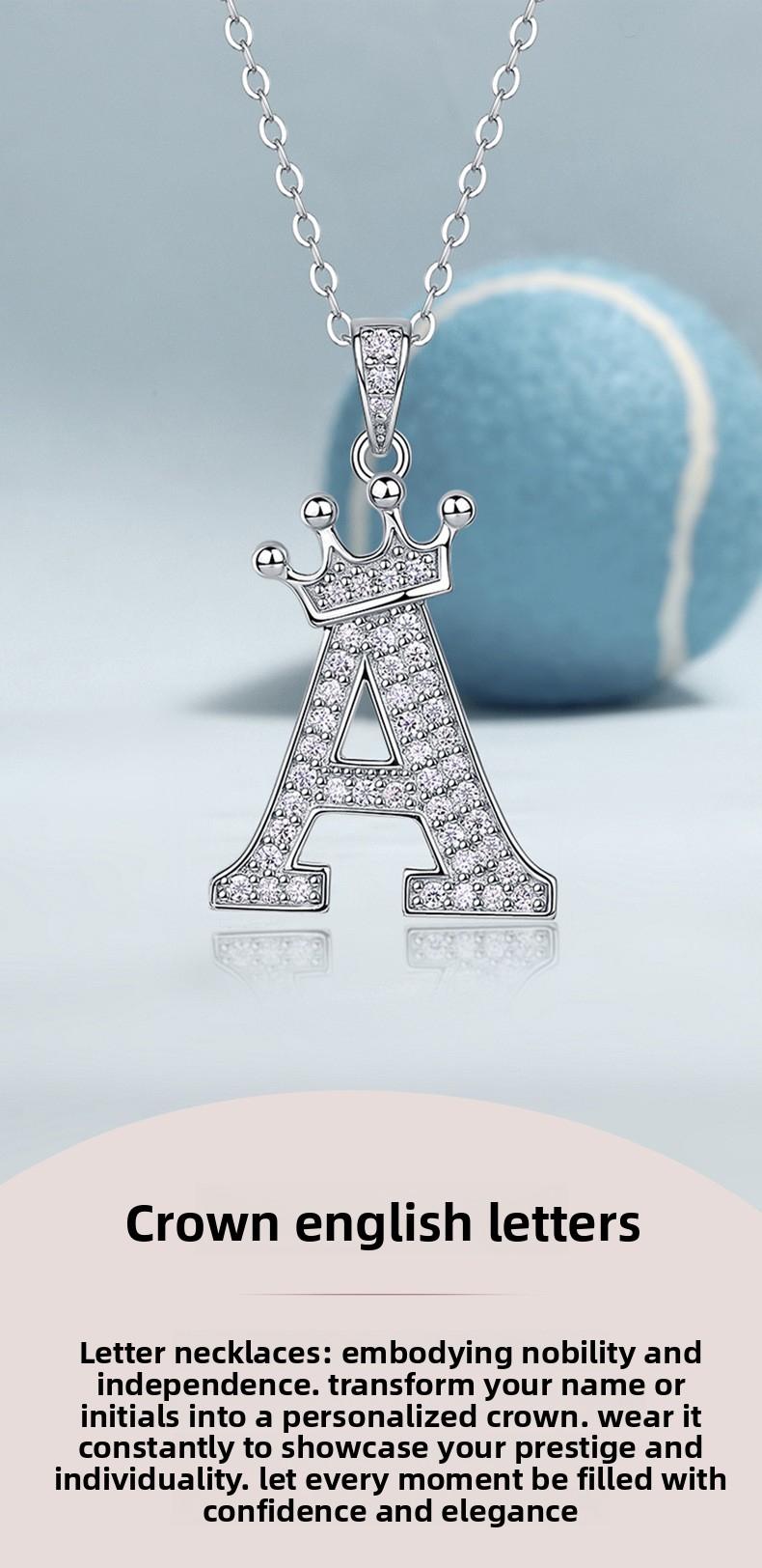 A personalized collarbone necklace with your initials, featuring an S925 sterling silver fashion D-color moissanite pendant, suitable for holiday gifts and everyday wear