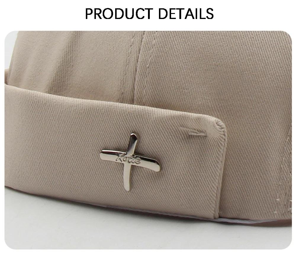 Vintage Men's Summer Cotton Brimless Skullies Cap Women Street Portable Docker Hats X Letter Icon Adjustable Beanie Hip Hop Hats