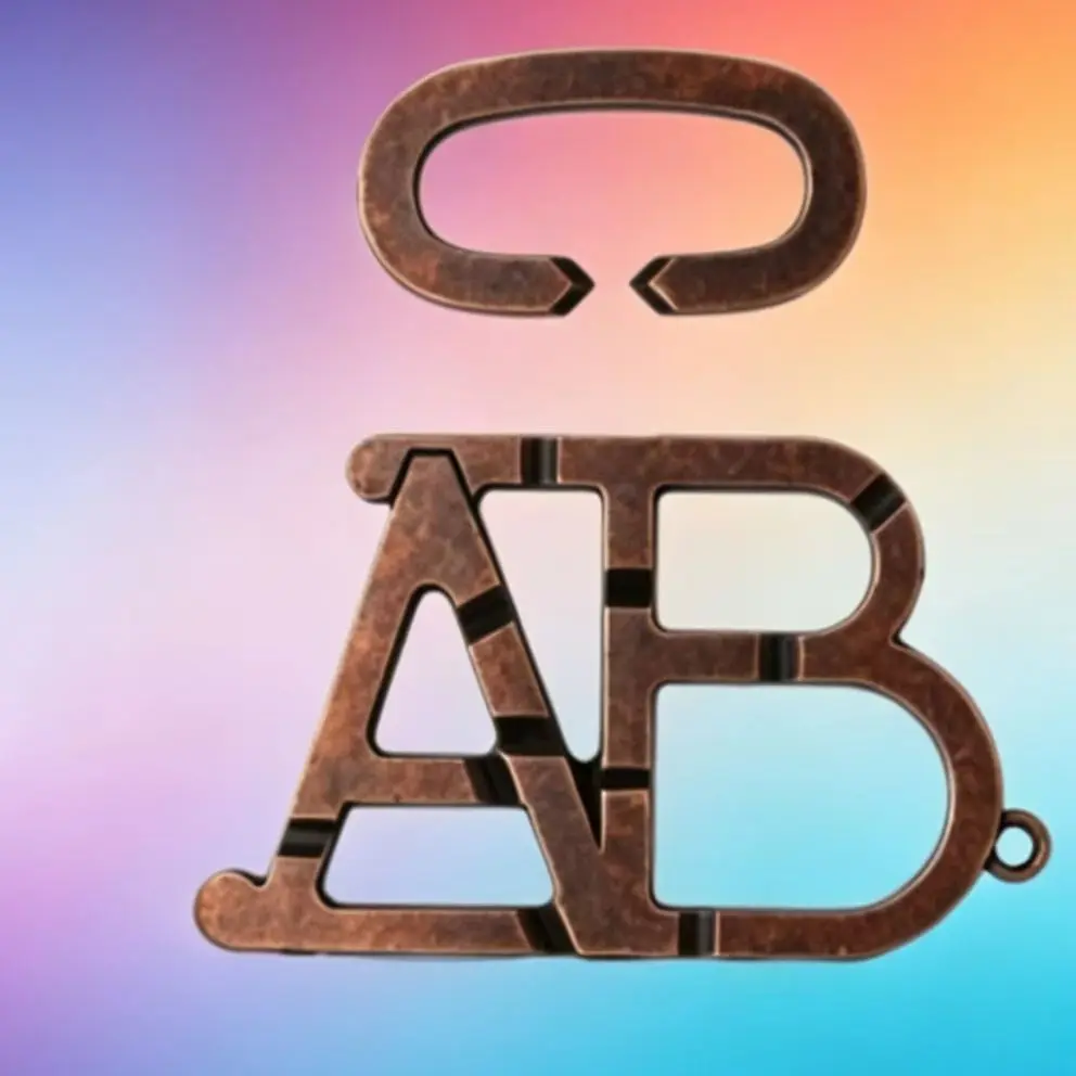 Zinc Alloy Ab Letter Puzzle, Two-Star Difficulty Interlocking Toy, Iq Test Unlock Game, Stress Relief Kongming Lock, Travel Pocket Game for Adults and Kids