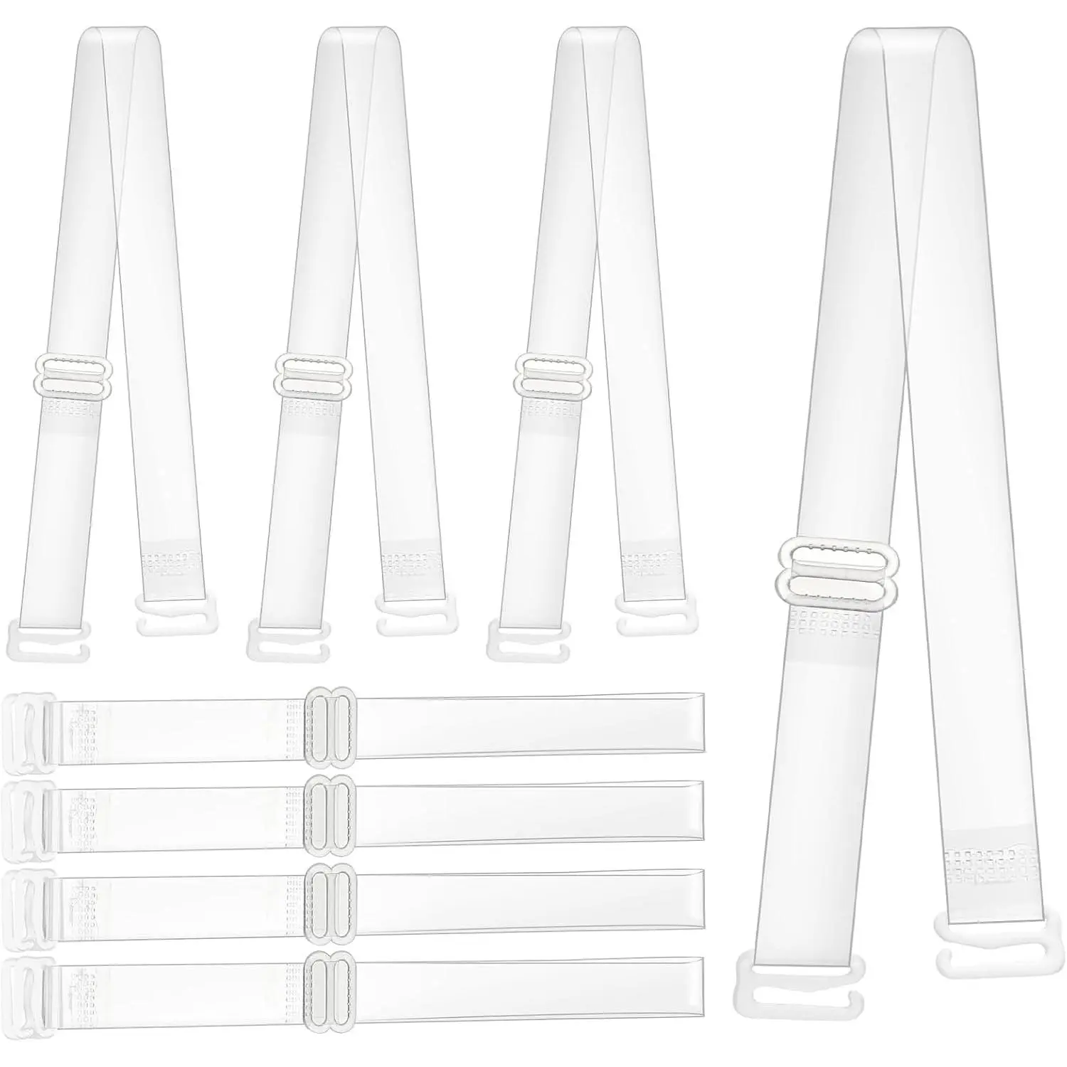 Multifunctional Clear Straps 4 Pairs Invisible Non-slip 15mm TPU Adjustable Shoulder Straps for Women and Girls Replacement for Strapless Bras