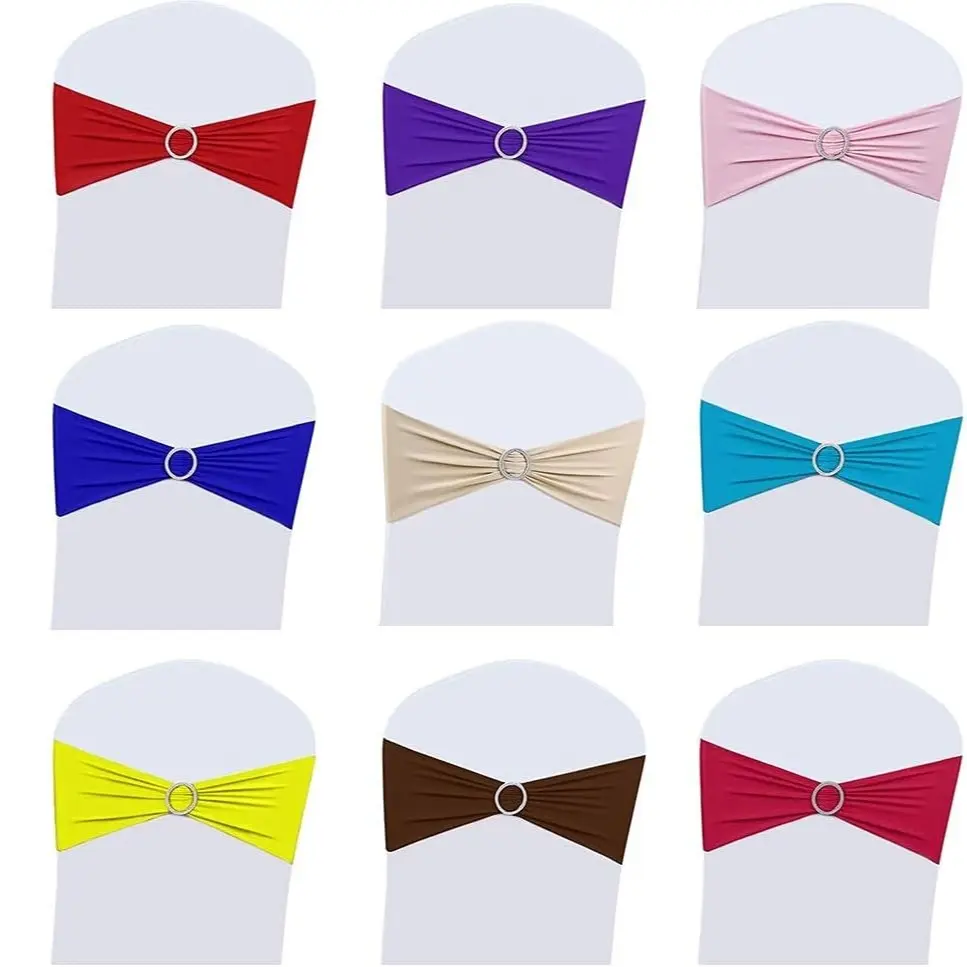 Wedding Chair Decorations Stretch Red Chair Bows and Sashes for Party Ceremony Reception Banquet Spandex Chair Covers slipcovers, Universal Elastic Chair Ties for Wedding Party Ceremony Reception