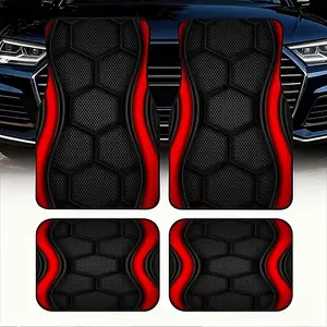 4pcs Fashionable Car Floor Mats, Line Design, Non-Slip, Universal Fit, Tesla Mdy, Small Cars, Suvs, Halloween, Christmas Gift
